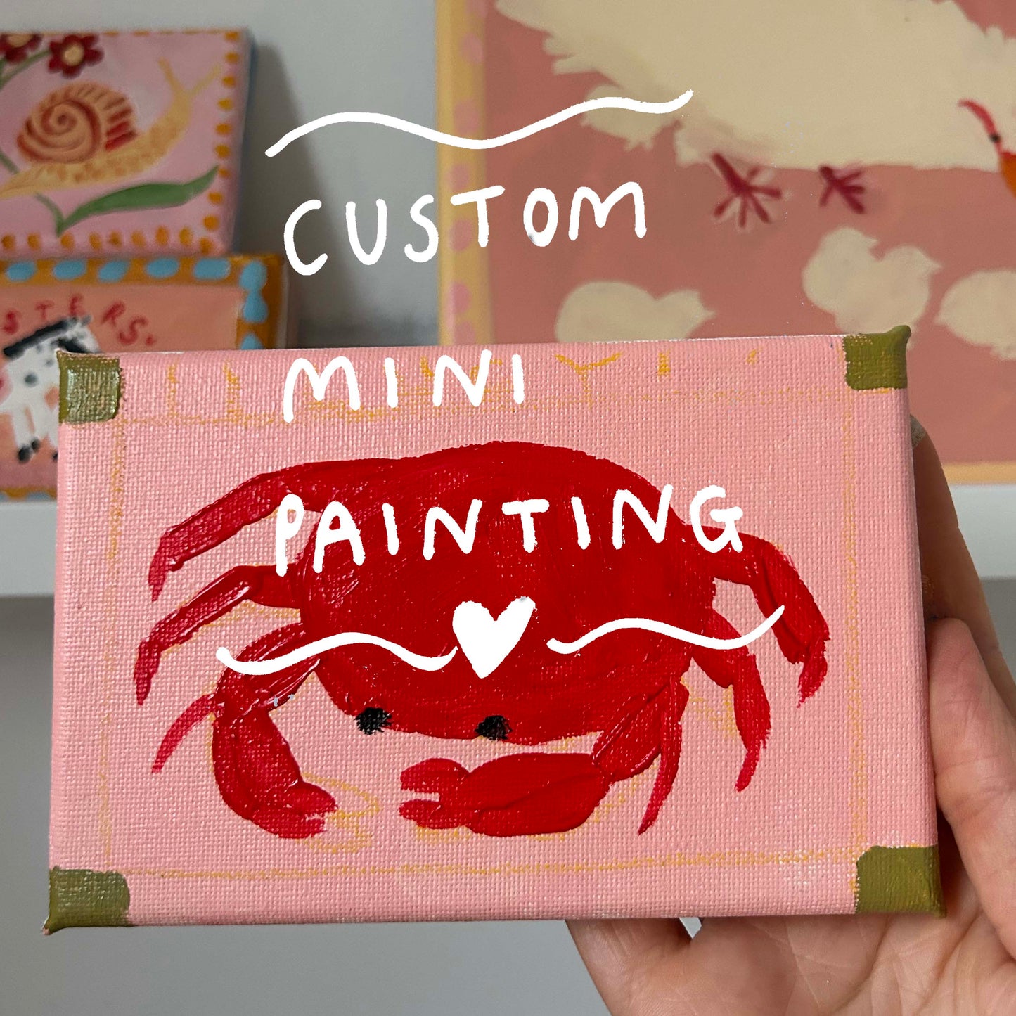 Custom mini animal original painting