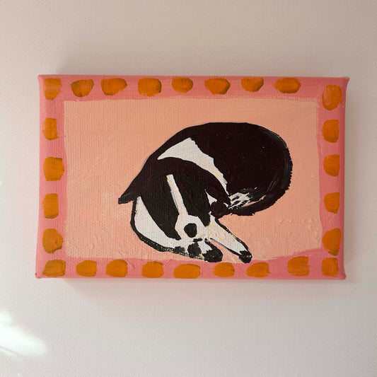 Sleepy Border collie Dog Original painting