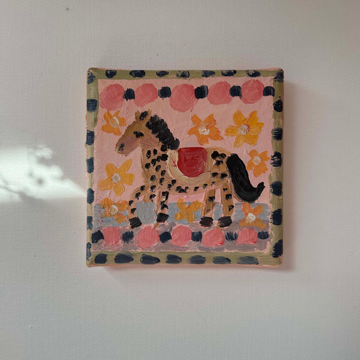 mini horse folk art painting