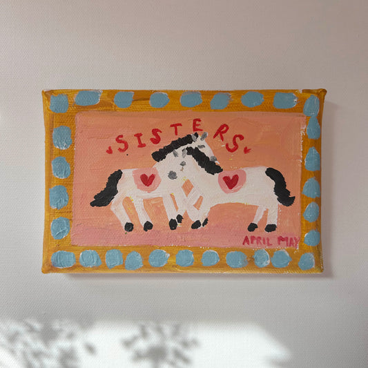 Sisters mini horses painting