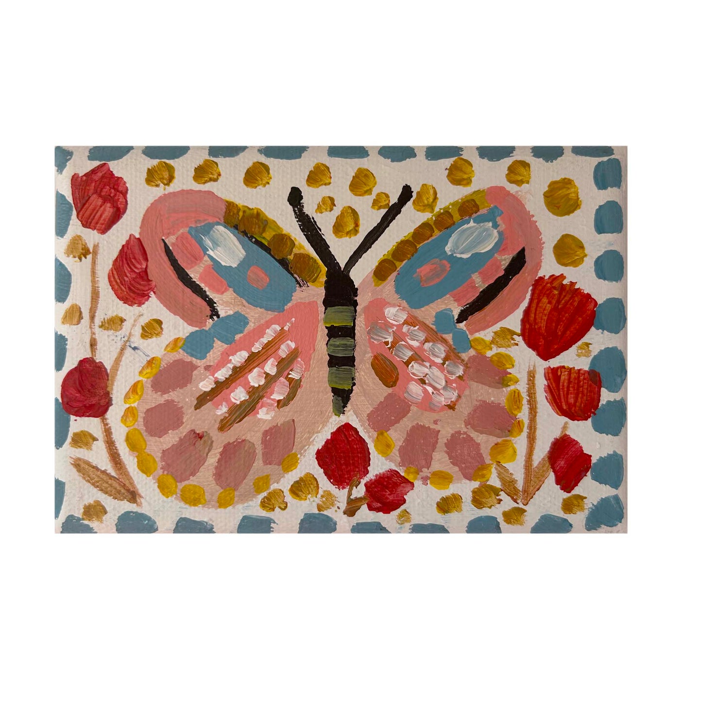 MIni Butterfly  folk art original painting