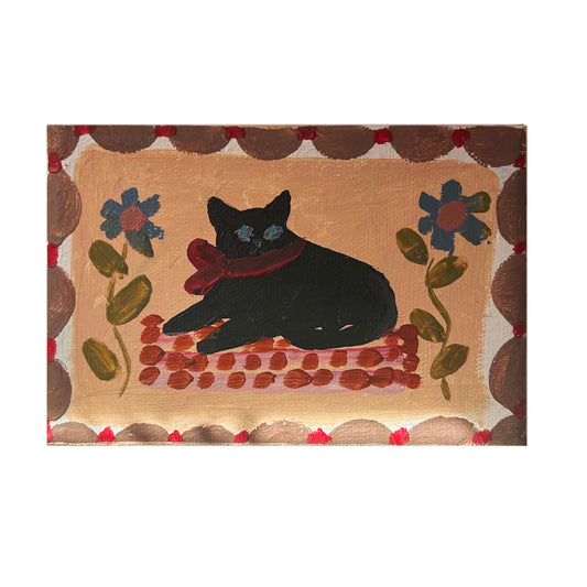 black cat mini painting