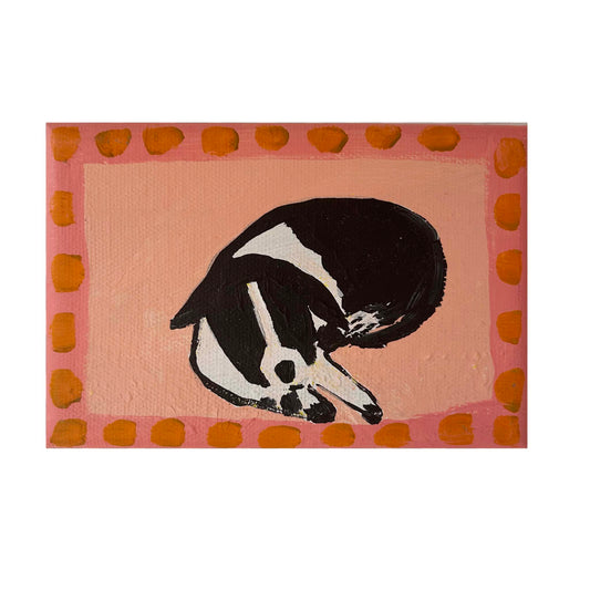 Sleepy Border collie Dog Original painting