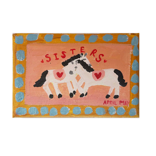 Sisters mini horses painting